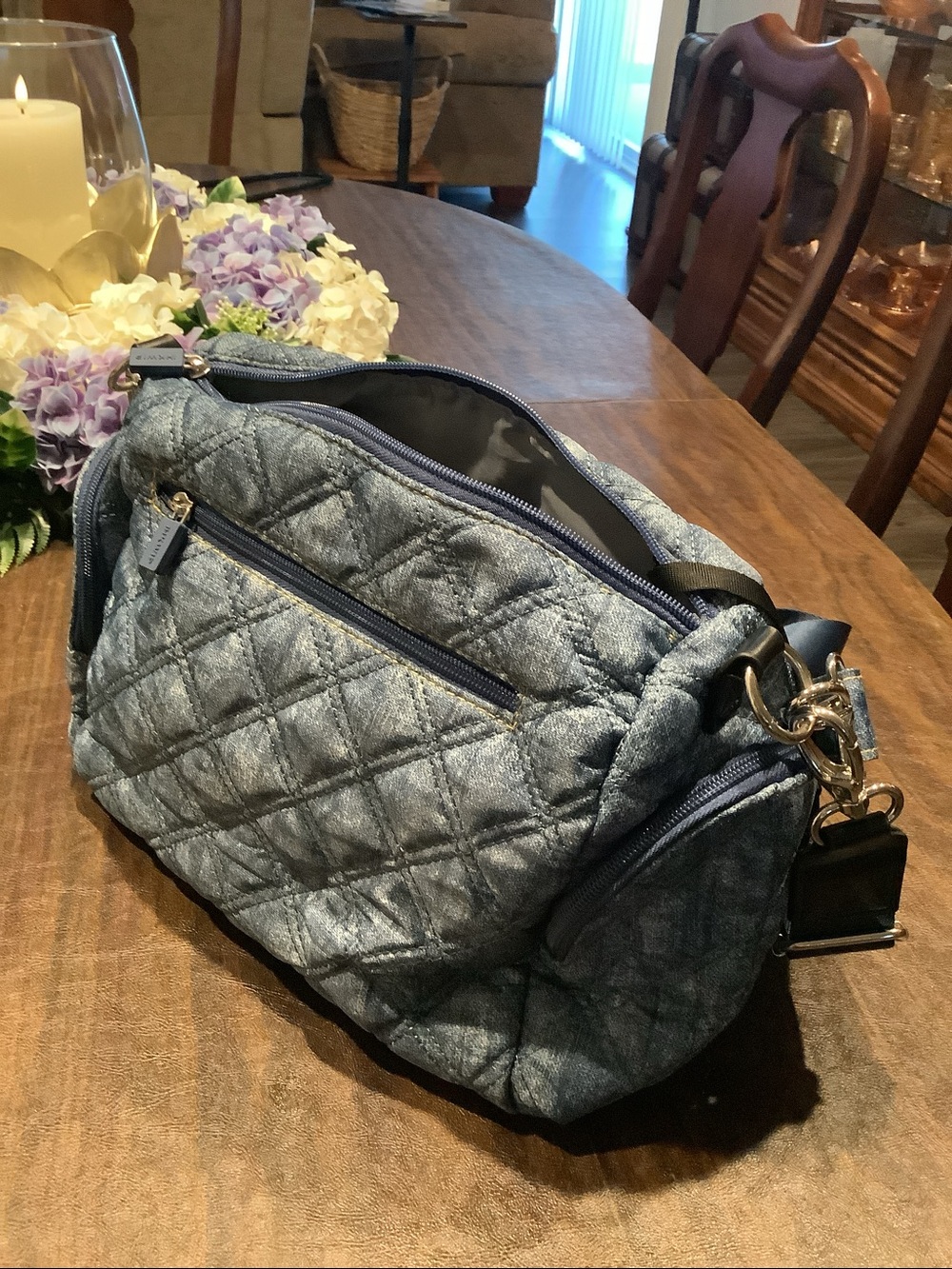 HKWIP Quilted Denim Crossbody Bag - Blue never used - Picture 2 of 5